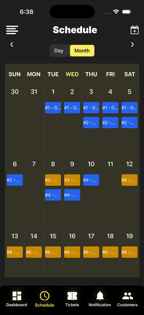 ServiceBolt Mobile Schedule Screen